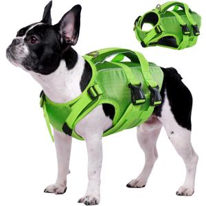 Kuoser Dog Life Jacket High Flotation, Reflective Dogs Life Vest for Swimming Boating, Adjustable Small Medium Large Dog lifejacket, Lightweight Dogs Life Preserver Rescue Handle Spring Summer Pool (Medium (Chest Girth:20.5-25.2''), Green)