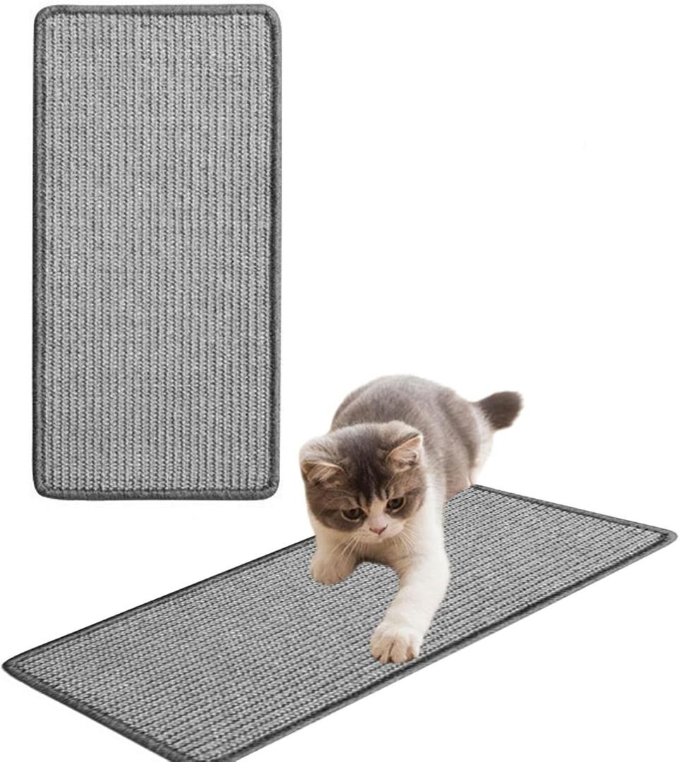 Cat Scratcher Mat Natural Sisal Fabric Cat Scratching Pad Couch Protector Horizontal Floor Cat Carpet Easy Use for Indoor Cats, Grey, 8" x 16" Cat Scratcher Mat Natural Sisal Fabric Cat Scratching Pad Couch Protector Horizontal Floor Cat Carpet Easy Use for Indoor Cats, Grey, 8" x 16"