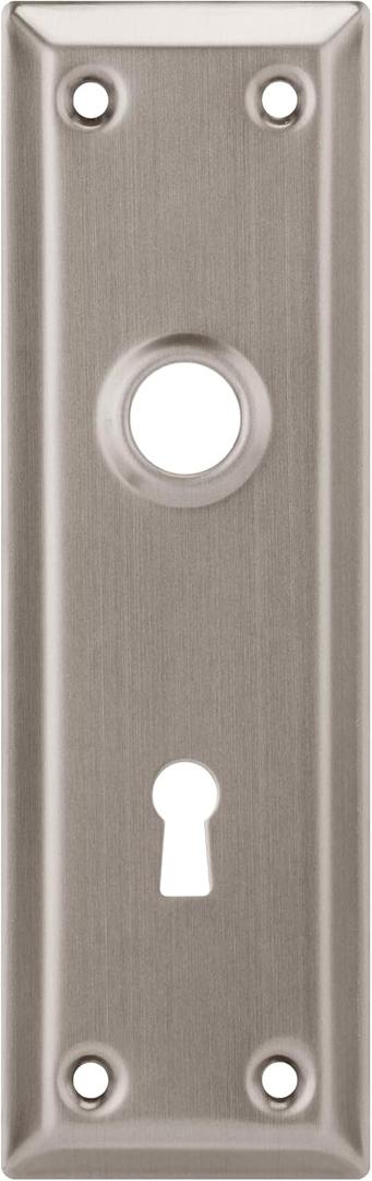 2 Pack Mortise Lock Door Plates for Interior Doors, Old Style Mortise Door Knob Cover Plate Replacement, Door Escutcheon Plates Brushed Nickel (Rectangular)