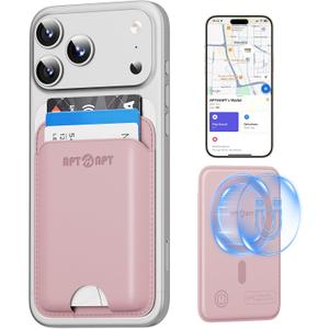 for MagSafe Wallet with Find My Tracking, Ultra-Slim, 3-Card RFID Holder, Strong Magnetic Wallet for iPhone 17/16/15/14/13/12 Pro Max Air Plus, Wireless Charging, Pink
