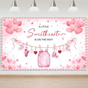 Avezano Valentine's Day Baby Shower Banner A Little Sweetheart is on The Way Banner Valentines Day Baby Shower Decoration Supplies 6x3.6ft