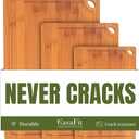 3-Piece Organic Bamboo Cutting Board Set for Kitchen - Carbonized Extra Sturdy Chopping Boards with Juice Grooves - Knife-Friendly Multi-Size (15", 12", 9") for Meat & Veggies - Housewarming Gift Box (Brown)