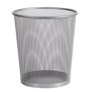 Mesh Waste Basket, Silver Steel Wire, Office Trash Can with Nonslip Base
