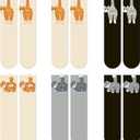 2 x 6 Pairs Cat Socks with Balls, 3D Cute Novelty Funny Animal Socks with Pompoms, Hilarious Soft Puffy Cartoon Kitten Sock Christmas Birthday Gifts for Cat Owners