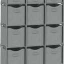 12 Cube Closet Organizers And Storage | Includes All Storage Cube Bins | Easy To Assemble Closet Storage Unit With Drawers | Room Organizer For Clothes, Baby Closet Bedroom, Playroom, Dorm (Grey)