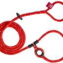 Harness Lead No Pull Dog Harness and Leash Set, Anti Pull Dog Harness for All Breeds and Sizes, One-Piece Cushioned Rope Design Safely Prevents Escaping and Pulling (Medium/Large, Red/Reflective)