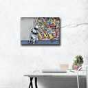 Banksy Canvas Wall Art Pop Street Graffiti Wall Art Decor Cool Poster Paintings Colorful for Men Ready To Hang for Living Room Bedroom Home Bathroom Wall Decor 16x24in Framed