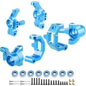Caster Blocks Steering Blocks Rear Stub Axle Carriers Aluminum Upgrades Set for Traxxas 4-Tec 2.0 3.0 1/10 RTR RC Touring Car (Blue)