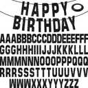 78 Pcs Make Your Own Banner Kits Large Size 6 Inch DIY Glitter Letter Pack Reuse Letters Banner Kit with White Ribbon for Birthday Wedding Shower Party Favor Wedding Wall Decor (Gold Glitter Black)