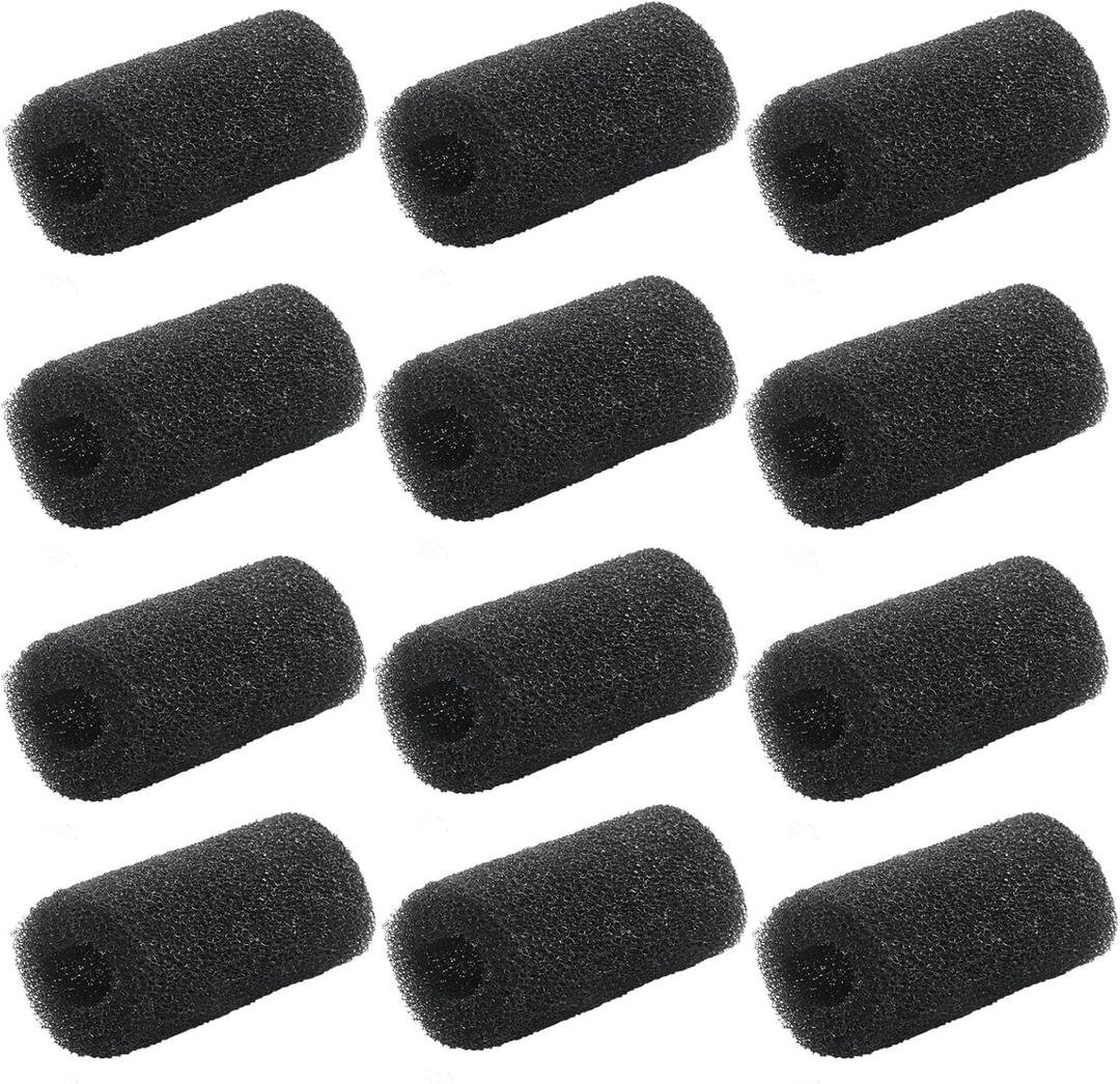 Murtenze 12 Pack Pre-Filter Sponge 0.8 Inch for Aquarium Intake Filter, Replacement Foam Cover Accessories Black Foam Roll, for Fish Tank