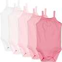 HonestBaby Cami Bodysuits One-piece 100% Organic Cotton for Baby Girls (18 Months, 5-pack Pink Ombre)
