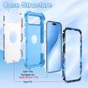 LONTECT for iPhone Air Case Glow in The Dark Three Layer Heavy Duty Shockproof Hard PC+Soft Silicone Rugged Full Body Protective Case for Women Girls,Sky Blue