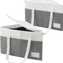 Beveetio 2-Pack Rigid Hanger Organizer Bags with Lid, Triangle Hanger Storage Organizers for Closet, Laundry Room, Wardrobe, Drying Rack, Dustproof Space Saving Holder, Grey & White