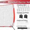 7x7/16x10/20x10ft Backstop Net, Ball Stop Net with Handbag,Fix Sports Net Barrier by 4 Spike&2 Sandbag,Sports Practice Barrier Net for Baseball,Softball,Lacrosse Train,Backstop Net for Backyard