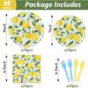 96 Pcs Lemon Party Decorations Summer Lemon Birthday Party Supplies Plates Napkins and Forks for Yellow Lemon Baby Shower Bridal Shower Serves 24
