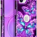 Casetego for iPhone 16e Case 2025,Glow in The Dark Three Layer Heavy Duty Sturdy Shockproof Full Protection Rugged Hard PC+Soft TPU Bumper Case for Apple iPhone 16e 6.1 inch, All Purple