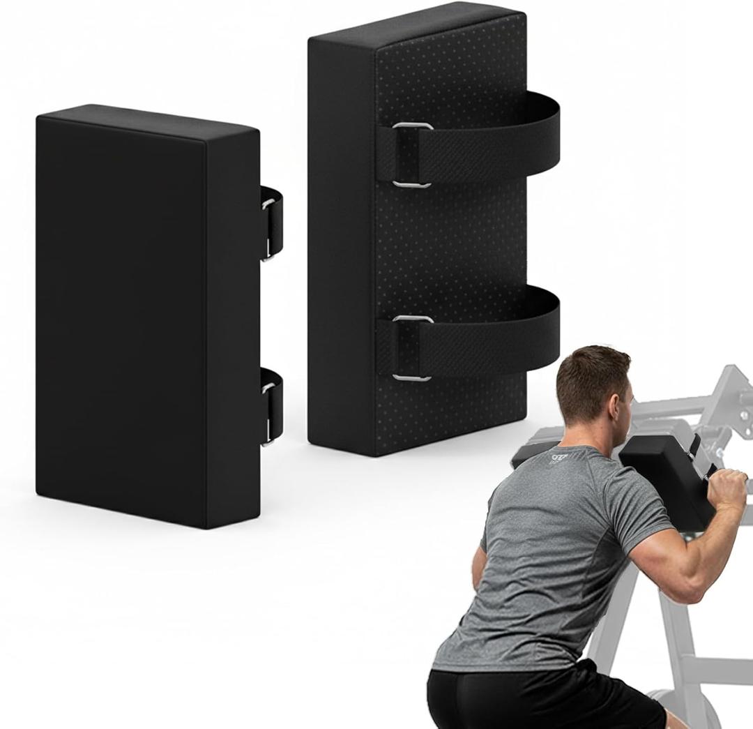 J Bryant Hack Squat Shoulder Pads 2 PCS  Thick Foam Cushion with Adjustable Straps, Reduce Shoulder Pressure, Compatible with Most Hack Squat & Leg Press Machines (Black)