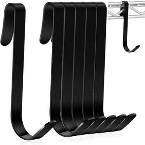 Yaocom 6 Pcs J Hook for Wire Shelving 3.6 Inch Large Heavy Duty Metal Shelf Hooks for Wire Shelves Racks Closet Shelving Accessories (Black)