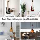 POGOLAB Guitar Wall Mount Hanger 2 Pack, Guitar Wall Hanger Holder Hook Bracket Stand, Guitar Wall Mount, for Acoustic Electric Guitar Bass Ukulele Banjo Mandolin (Black)