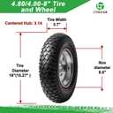 (2-PACK) 4.80/4.00-8" Tire and Wheel, 16" Pneumatic Tire Wheels with 5/8" Bearings (Extra 3/4") and 3" Centered Hub for Wheelbarrow, Hand Truck, Garden Carts, Yard Wagon Dump Cart