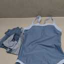 Shallmu Girls Swimsuits Color Block Adjustable Thick Strap One Piece Bathing Suits with Cover Up Skirt Girl's Swimwear 9-16Y (13-14 Years, Blue)