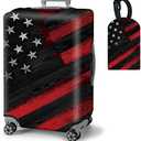Wood Grain Flag Suitcase Cover Elastic Protective Dustproof Washable Travel Luggage Covers for Suitcase With Cute Baggage Tag (XL, Fit 29-32 Inch Luggage)