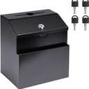 Suggestion Box with Slot and Lock Metal Wall Mounted Ballot Complaint and Donation Box with 4 Keys