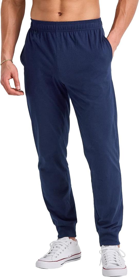 Hanes Originals Cotton Joggers, Jersey Sweatpants for Men with Pockets (Large, Athletic Navy)