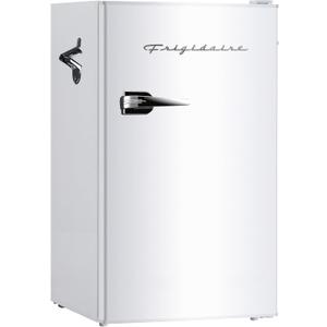 Frigidaire Retro Compact Fridge with Chiller, 3.2 cu ft Countertop Fridge with Built-In Bottle Opener, Compact Refrigerator for Office, Bedroom, Dorm Room or Cabin - 18.7"D x 19.01"W x 33.27"H (White)