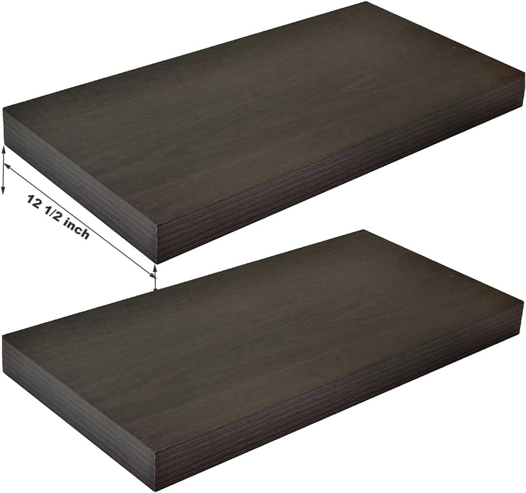 24 Inches Length Floating Shelf,Wall Mounted Shelves Set 24(Length) x12(Wide) for Bathroom Kitchen Living,Kitchen,Room Bedroom Storage,Espresso