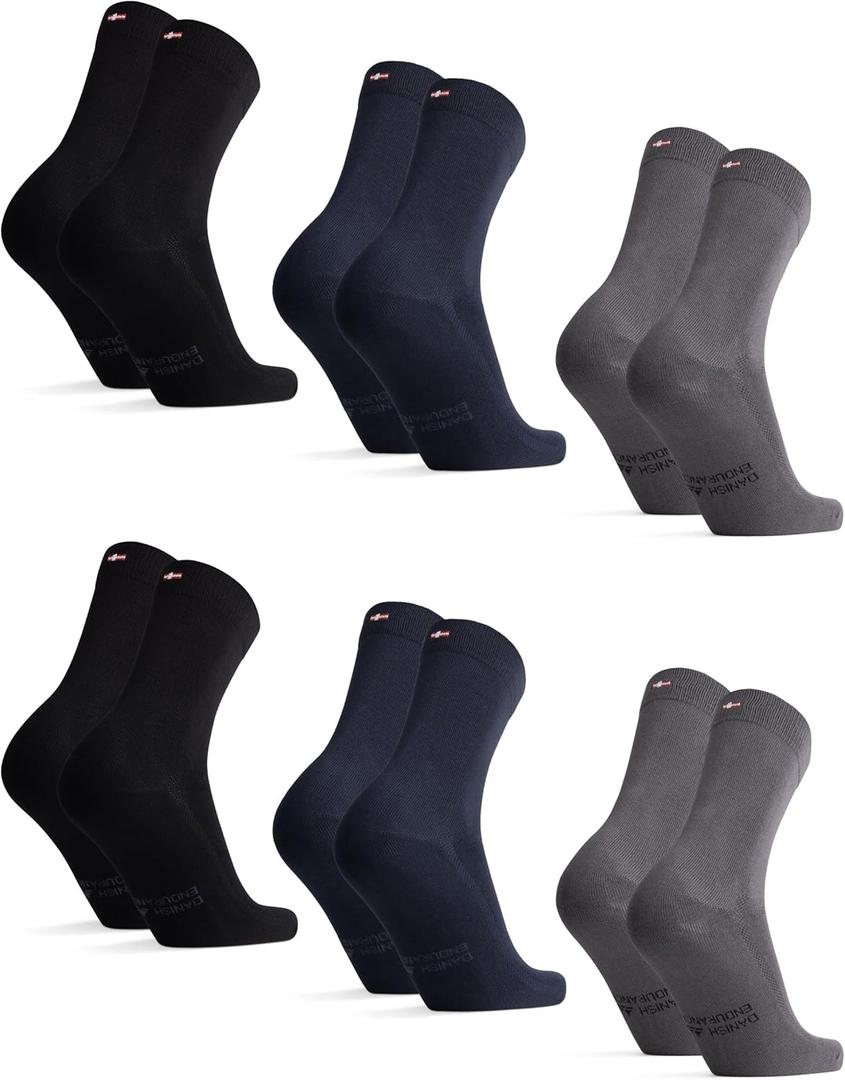 DANISH ENDURANCE Viscose Dress Socks, Premium, Soft, Breathable, Dress Socks for Men & Women, Unisex, 3-Pack (Multicolor (2 X Black, 2 X Navy, 2 X Grey))