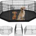 PETIME Foldable Metal Dog Exercise Pen/Pet Puppy Playpen Kennels Yard Fence Indoor/Outdoor 8 Panel 24" W x 24" H with Bottom Pad