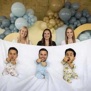 Mindsoft Baby Shower Games Party Favors Feed Me Baby Shower Games for Funny Bridal Party Activities for Gender Reveal Boy Girl Banner Backdrop Background Decoration Photo Props, Fit 3 Peple