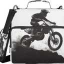 Motocross Rider Zipper Binder for School with Shoulder Strap & Extra Pockets - 1.5 Inch 3-Ring Binder Holds 500+ Sheets, Textbooks, Laptop, 13.6x3.5x12.4in