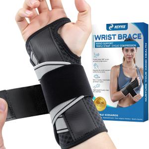 NEVVIS Wrist Brace for Carpal Tunnel Relief - Night & Day Wrist Support with Metal Splint, Stabilizing Brace for Tendonitis, Arthritis, Sprain, Right & Left Hand, Adjustable Fit for Men & Women (Right-Gray/Black) L/XL