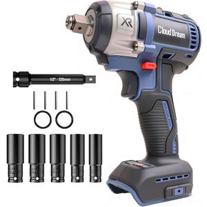 1/2" Cordless Impact Wrench, 369Ft-lbs (500N.m) Impact Gun Compatible with DeWalt 20V Max Battery, 2-Speed Brushless Impact Driver for Car Wheels, Trucks, and Rusted Bolts (No Battery Included)