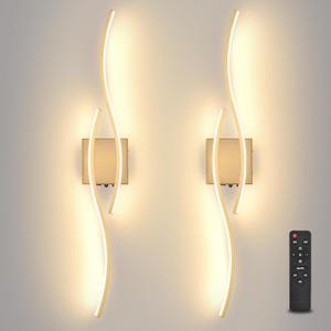 Battery Powered Wall Sconces Set of 2, Gold 31.4" LED Dimmable Wall Sconce with Remote Control/Timer/Memory, USB Rechargeable Wall Lights for Living Room, Bedroom, Hallway Wireless scones Lighting