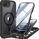 Miracase for iPhone 17e Case & iPhone 16e Case, Full-Body Phone with Built-in Glass Screen Protector, [Magnetic with MagSafe] Military Drop Proof 17 E/ 16 E Cover Bumper 6.1 inch, Black