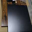 Tribesigns Coffee Table Square LED Coffee Table Engineered Wood Low Center Cocktail Tables for Living Room (Rustic Brown+Black)