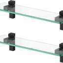 KES Glass Shelves for Bathroom 2 Pack, 16 Inch Tempered Glass Floating Shelves Wall Mount Matte Black, BGS3201S40-BK-P2