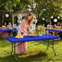 Spandex Table Cover for 6 Foot Rectangle Tables-6 Pack Royal Blue Outdoor Picnic Elastic Table Cover-Spandex Stretch Folding Table Cloths for Camping Dining Room Patio Kitchen Banquet Party