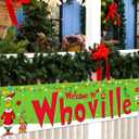 Sunwer Merry Christmas Fence Banner Green Elf Xmas Winter Holiday Party Decor Yard Porch Sign Decoration Photo Booth Backdrop (Green-A)