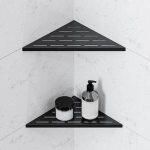 Corner Shower Shelf, 10 Inch Black 304 Stainless Steel Recessed Installation with Grout, No Drilling Required Tile Shower Shelf for Tiled Wall (2-Pack)