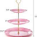 Fasmov 3 Pack 3 Tier Plastic Cupcake Stand, Dessert Plates Cake Fruit Candy Display Tower Reusable Pastry Platter for Wedding Birthday Baby Shower Tea Party Decorations - White Pink Green