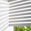 Persilux Cordless Zebra Blinds for Windows Free-Stop Window Shades (34" W X 47" H, Grey) Dual Layer Light Control for Day and Night, Light Filtering Sheer Shades for Home, Easy to Install