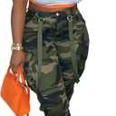 Camo Cargo Pants for Women - Army Fatigue High Waisted Stretchy Camouflage Cargo Pants with Pockets (Large)