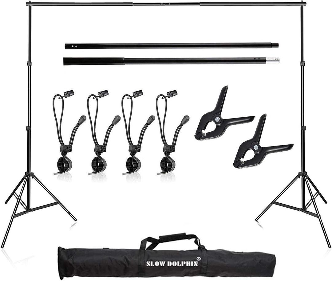 SLOW DOLPHIN Photo Video Studio 10x7ft(WxH) Adjustable Backdrop Support System Kit Background Stand with Carry Bag