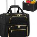 MATEIN Rolling Laptop Bag for Women, 15.6 Inch Rolling Briefcase with Wheels &Detachable Cart, Roller Computer Teacher Tote Bag with Insulated Lunch Box for Nurse Work Business Office, Deep Black