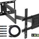 BONTEC TV Wall Mount, Extra Long Articulated Arm for 32-70 Inch TVs, Full Motion, 132lbs Capacity, Tilt, Swivel, Level Adjustment, VESA 400x400mm, Corner Mount, Space-Saving, Easy Installation