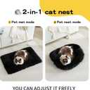 Fluffy Dog Cat Bed Mat 19.6x31.4 inch, Washable Soft Plush Faux Fur Warm Area Puppy Pads Blanket for Indoor Pet Sleep Cushion Black